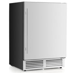 24" Beverage Refrigerator 190-Can Undercounter Beverage Cooler Built-in Freestanding Drink Fridge with Removable Shelves