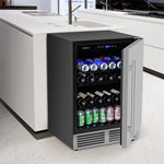 24" Beverage Refrigerator 190-Can Undercounter Beverage Cooler Built-in Freestanding Drink Fridge with Removable Shelves