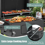 24" Heavy Duty Charcoal Grill Outdoor BBQ Grill with 2 Foldable Side Tables, Storage Shelf & 2 Wheels for Picnic Party Camping Backyard