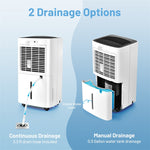 24 Pints Portable Dehumidifier 1500 Sq. Ft Dehumidifier for Home Basements with Auto/Manual Drainage & 4 Wheels