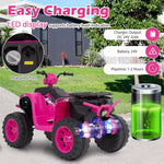 24V Kids Ride On ATV Electric ATV 4-Wheeler with Soft Start, LED Lights & Wireless Connection, Battery Powered Quad Car for 3-8 Boys & Girls