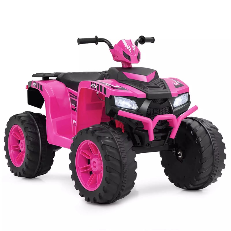 24V Kids Ride On ATV Electric ATV 4-Wheeler with Soft Start, LED Lights & Wireless Connection, Battery Powered Quad Car for 3-8 Boys & Girls