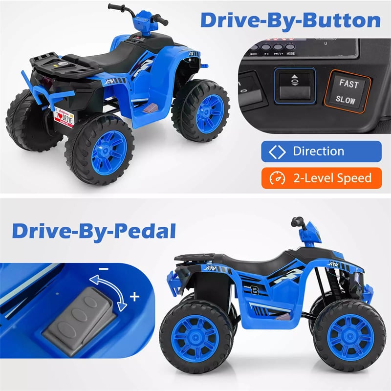 24V Kids Ride On ATV Electric ATV 4-Wheeler with Soft Start, LED Lights & Wireless Connection, Battery Powered Quad Car for 3-8 Boys & Girls