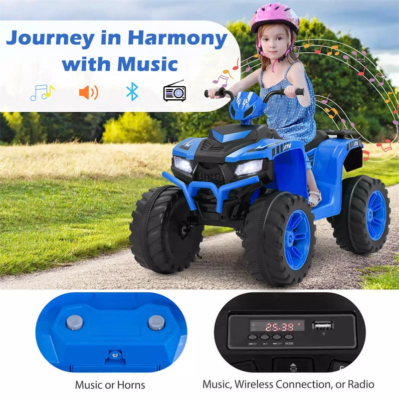 24V Kids Ride On ATV Electric ATV 4-Wheeler with Soft Start, LED Lights & Wireless Connection, Battery Powered Quad Car for 3-8 Boys & Girls