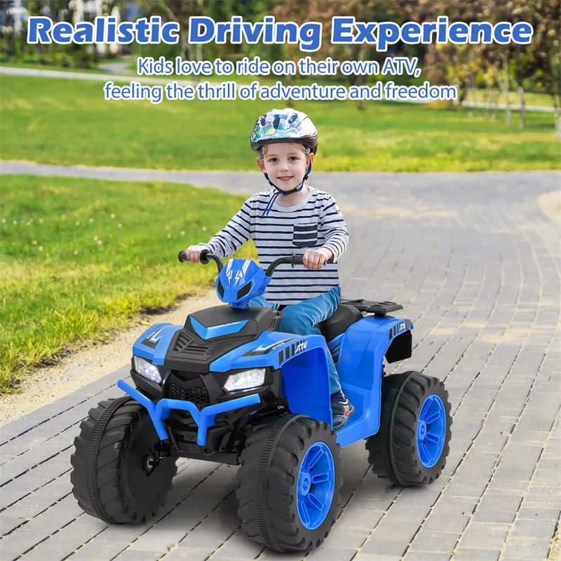 24V Kids Ride On ATV Electric ATV 4-Wheeler with Soft Start, LED Lights & Wireless Connection, Battery Powered Quad Car for 3-8 Boys & Girls