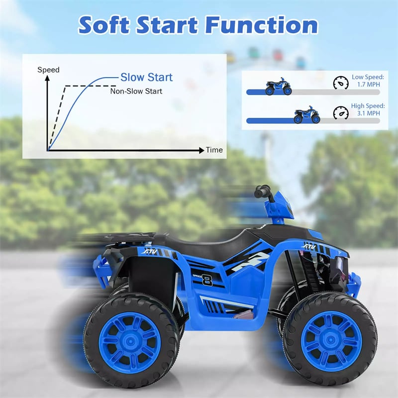 24V Kids Ride On ATV Electric ATV 4-Wheeler with Soft Start, LED Lights & Wireless Connection, Battery Powered Quad Car for 3-8 Boys & Girls