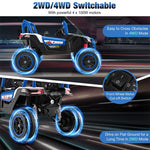 24V Kids UTV 2-Seater 4WD/2WD Switchable Electric Ride on Car with Remote Control, 4 x 100W Powerful Engine, Music, High/Low Speed