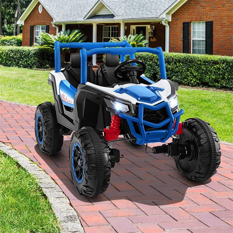 24V Kids UTV 2-Seater 4WD/2WD Switchable Electric Ride on Car with Remote Control, 4 x 100W Powerful Engine, Music, High/Low Speed