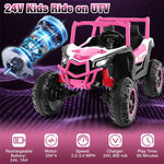 24V Kids UTV 2-Seater 4WD/2WD Switchable Electric Ride on Car with Remote Control, 4 x 100W Powerful Engine, Music, High/Low Speed