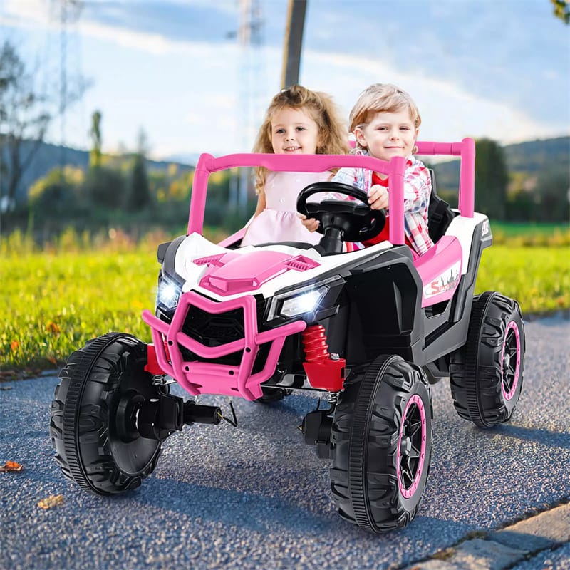 24V Kids UTV 2-Seater 4WD/2WD Switchable Electric Ride on Car with Remote Control, 4 x 100W Powerful Engine, Music, High/Low Speed