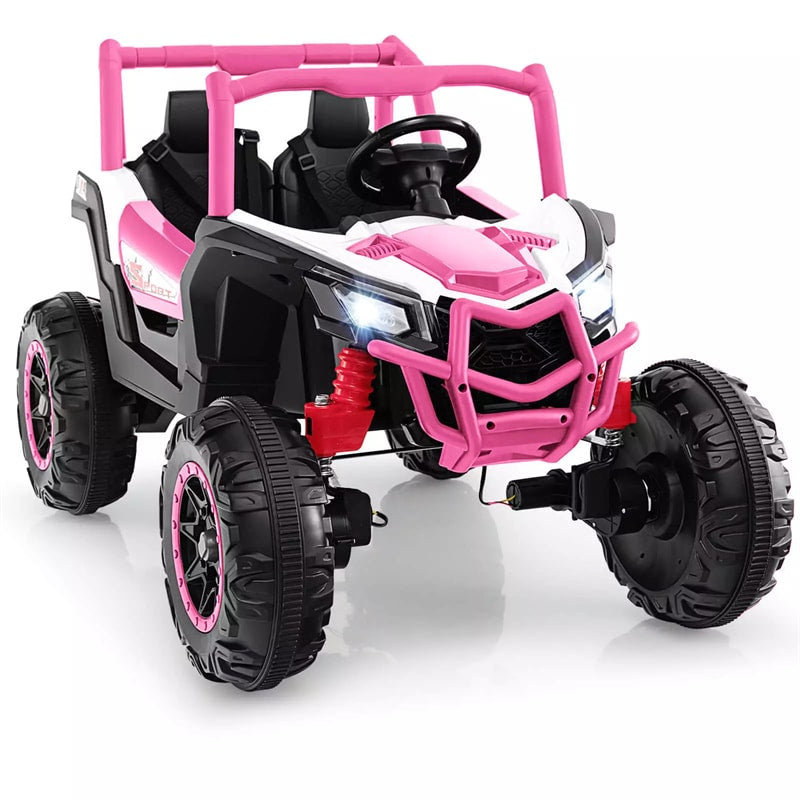 24V Kids UTV 2-Seater 4WD/2WD Switchable Electric Ride on Car with Remote Control, 4 x 100W Powerful Engine, Music, High/Low Speed