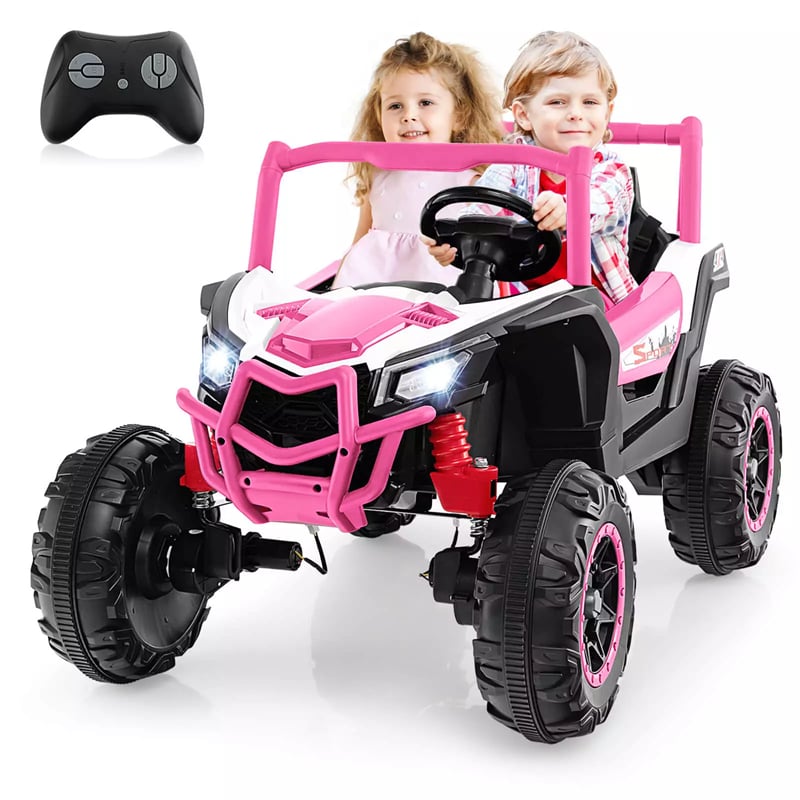 24V Kids UTV 2-Seater 4WD/2WD Switchable Electric Ride on Car with Remote Control, 4 x 100W Powerful Engine, Music, High/Low Speed