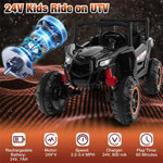 24V Kids UTV 2-Seater 4WD/2WD Switchable Electric Ride on Car with Remote Control, 4 x 100W Powerful Engine, Music, High/Low Speed