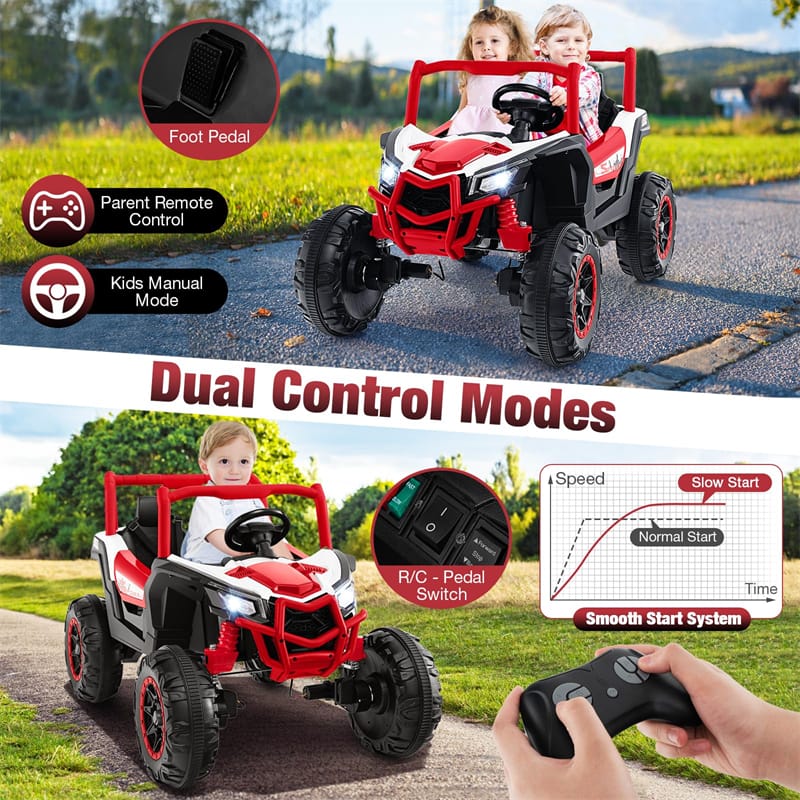 24V Kids UTV 2-Seater 4WD/2WD Switchable Electric Ride on Car with Remote Control, 4 x 100W Powerful Engine, Music, High/Low Speed