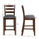 25.5" Bar Stools Set of 2 Counter Height Bar Stools with Backs, Fabric Cushioned Seats & Rubber Wood Frame, Upholstered Bar Stools Kitchen Chairs