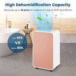 2500 Sq. Ft Dehumidifier for Home Basement, 32 Pints Portable Quiet Dehumidifier with Sleep Mode,  24H Timer & Drain Hose