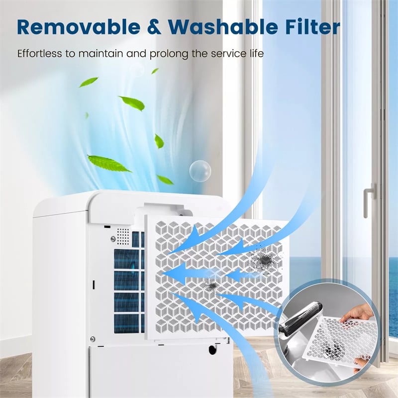 2500 Sq. Ft Dehumidifier for Home Basement, 32 Pints Portable Quiet Dehumidifier with Sleep Mode,  24H Timer & Drain Hose