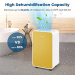 2500 Sq. Ft Dehumidifier for Home Basement, 32 Pints Portable Quiet Dehumidifier with Sleep Mode,  24H Timer & Drain Hose