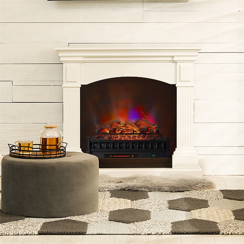 26” Electric Fireplace Log Set Heater 1500W Infrared Quartz Fireplace Insert with Remote Control & Realistic Lemonwood Ember Bed