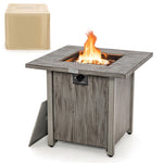 28” Square Propane Fire Pit Table 40000 BTU Gas Fire Pit Table with Lid, Lava Rocks & PVC Protective Cover for Patio Poolside Backyard