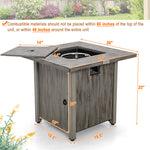 28” Square Propane Fire Pit Table 40000 BTU Gas Fire Pit Table with Lid, Lava Rocks & PVC Protective Cover for Patio Poolside Backyard