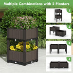 2 PCS Plastic Raised Garden Bed Elevated Planter Box Kit for Flower Vegetable Growing with Self-Watering System & Removable Legs