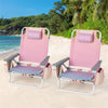 2 Pcs Folding Backpack Beach Chairs 5-Position Adjustable Outdoor Sling Camping Chairs with Cooler Bag & Cup Holder