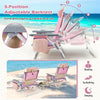 2 Pcs Folding Backpack Beach Chairs 5-Position Adjustable Outdoor Sling Camping Chairs with Cooler Bag & Cup Holder