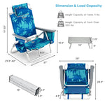 3 Pcs Outdoor Folding Backpack Beach Chairs 5-Position Sling Chair Set with Side Table