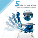 3 Pcs Outdoor Folding Backpack Beach Chairs 5-Position Sling Chair Set with Side Table