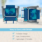 3 Pcs Outdoor Folding Backpack Beach Chairs 5-Position Sling Chair Set with Side Table