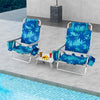 3 Pcs Outdoor Folding Backpack Beach Chairs 5-Position Sling Chair Set with Side Table