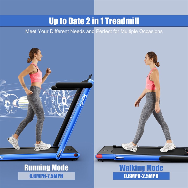 2 in 1 Folding Treadmill Superfit 2.25HP Under Desk Treadmill with LED Display, Remote Control & APP Control