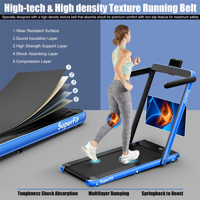 2 in 1 Folding Treadmill Superfit 2.25HP Under Desk Treadmill with LED Display, Remote Control & APP Control