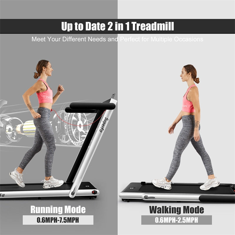 2 in 1 Folding Treadmill Superfit 2.25HP Under Desk Treadmill with LED Display, Remote Control & APP Control