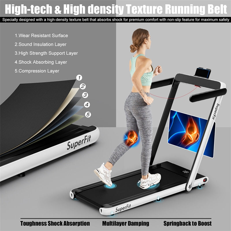 2 in 1 Folding Treadmill Superfit 2.25HP Under Desk Treadmill with LED Display, Remote Control & APP Control