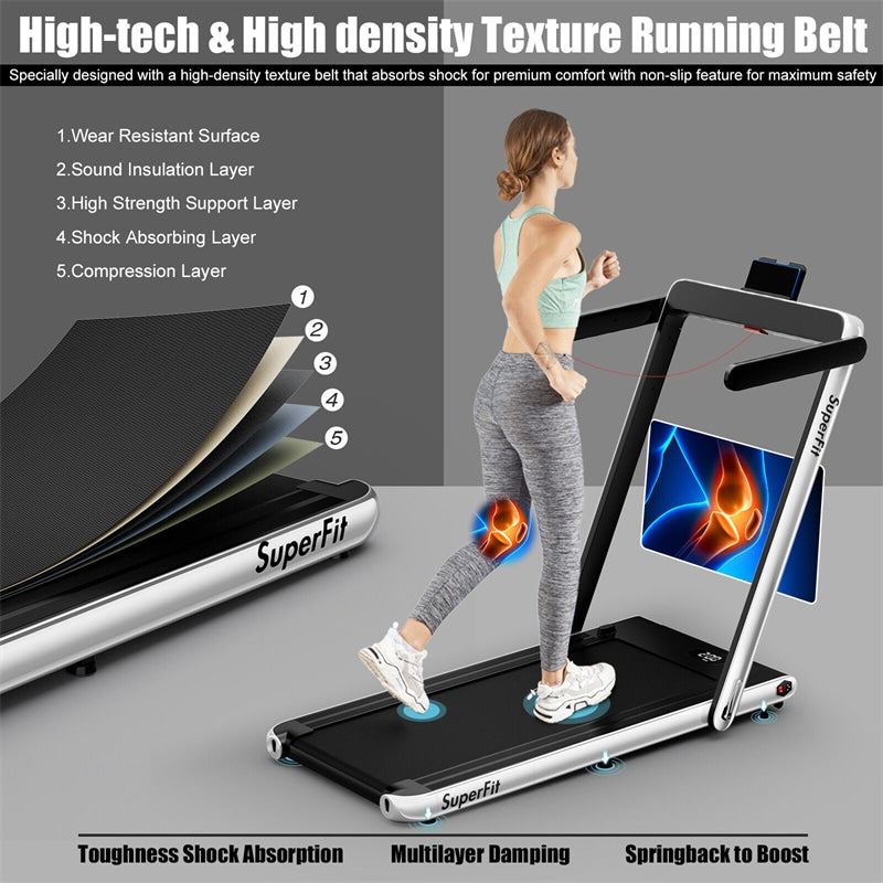 2 in 1 Folding Treadmill Superfit 2.25HP Under Desk Treadmill with LED Display, Remote Control & APP Control