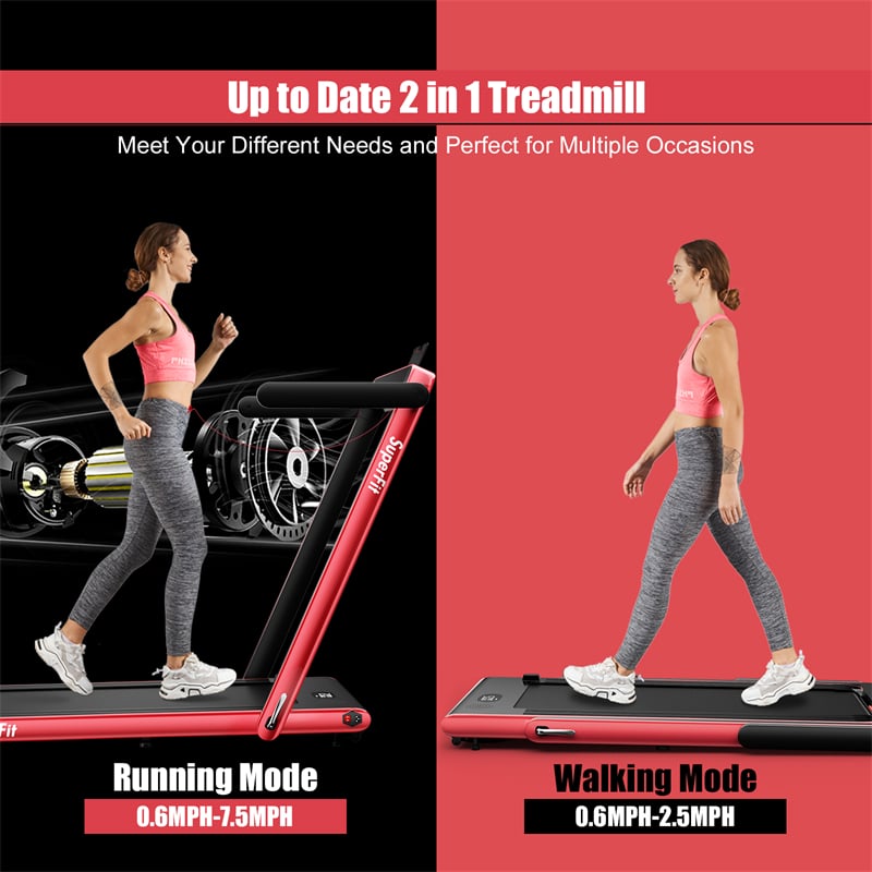 2 in 1 Folding Treadmill Superfit 2.25HP Under Desk Treadmill with LED Display, Remote Control & APP Control