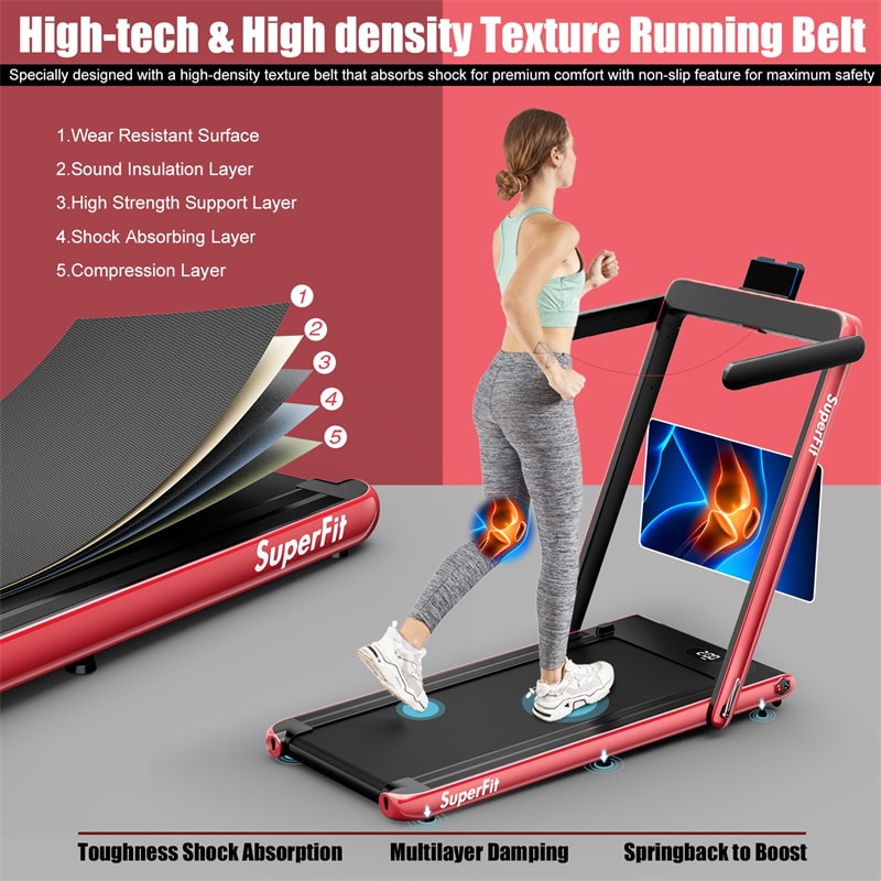 2 in 1 Folding Treadmill Superfit 2.25HP Under Desk Treadmill with LED Display, Remote Control & APP Control