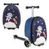 2-in-1 Hardshell Ride on Scooter Suitcase Kids Folding Scooter Luggage with Lighted Wheels & Retractable Handle