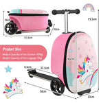 2-in-1 Hardshell Ride on Scooter Suitcase Kids Folding Scooter Luggage with Lighted Wheels & Retractable Handle