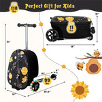 2-in-1 Hardshell Ride on Scooter Suitcase Kids Folding Scooter Luggage with Lighted Wheels & Retractable Handle