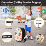 2-in-1 Hardshell Ride on Scooter Suitcase Kids Folding Scooter Luggage with Lighted Wheels & Retractable Handle