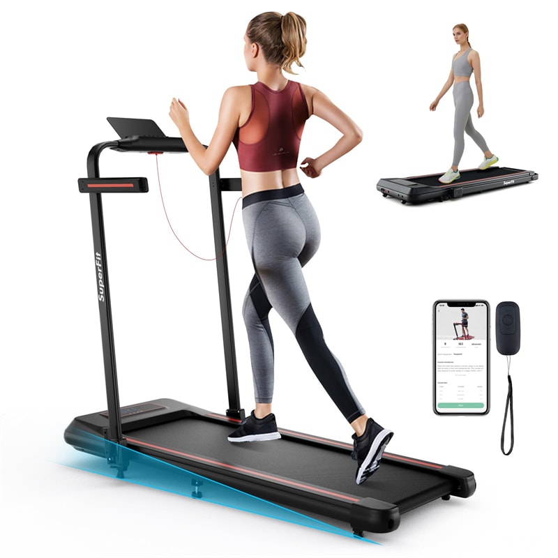 2-in-1 Folding Treadmill Under Desk Treadmill 3.0HP Walking Pad with Incline, Remote & Smart APP Control, LED Display, 265lbs Capacity