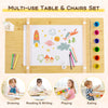 2-in-1 Kids Table and Chair Set Wooden Art Easel Activity Table with Paper Roller, 6 Paint Cups & 6 Storage Bins