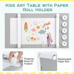 2-in-1 Kids Table and Chair Set Wooden Art Easel Activity Table with Paper Roller, 6 Paint Cups & 6 Storage Bins