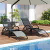 2-in-1 Outdoor Rocking Chaise Lounge Fabric Patio Convertible Lounge Chair with 4-Position Adjustable Backrest, Curved Armrests, Aluminum Frame