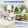 2-in-1 Outdoor Rocking Chaise Lounge Fabric Patio Convertible Lounge Chair with 4-Position Adjustable Backrest, Curved Armrests, Aluminum Frame