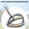 2-in-1 Outdoor Rocking Chaise Lounge Fabric Patio Convertible Lounge Chair with 4-Position Adjustable Backrest, Curved Armrests, Aluminum Frame