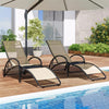 2-in-1 Outdoor Rocking Chaise Lounge Fabric Patio Convertible Lounge Chair with 4-Position Adjustable Backrest, Curved Armrests, Aluminum Frame